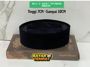 CUSTOM TINGGI 7CM -10CM, Peci hitam  Dewasa dan anak Tinggi  7, 8, - 10 Batik Motif Muslim Silver Kopiah Songkok Santri Muslim Muslim Silver Kopiah Songkok Santri