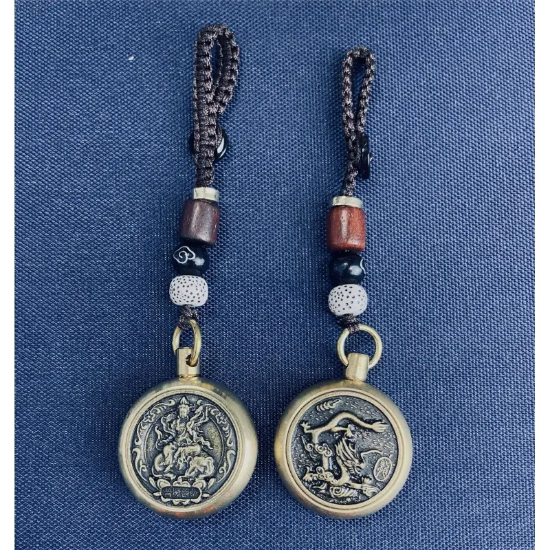 Brass twelve Zodiac eight guardian turn pendant hand-woven rope car chain key ring ring package hanging ornaments