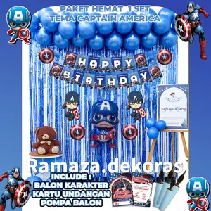 (Paket Hemat) Set Dekorasi Tirai Foil Karakter/ Paket Dekorasi Karakter / Set Dekorasi Pesta Balon Hiasan