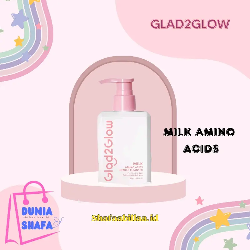 Glad2Glow Milk Amino Acid Gentle Cleanser Face Wash 80ml | Sabun Cuci Muka Pembersih Wajah Facial Cleanser Face Wash Foam Sabun Muka Acne Cleanser Micellar Cleansing g2g cleansermilk untuk chicken skin 0