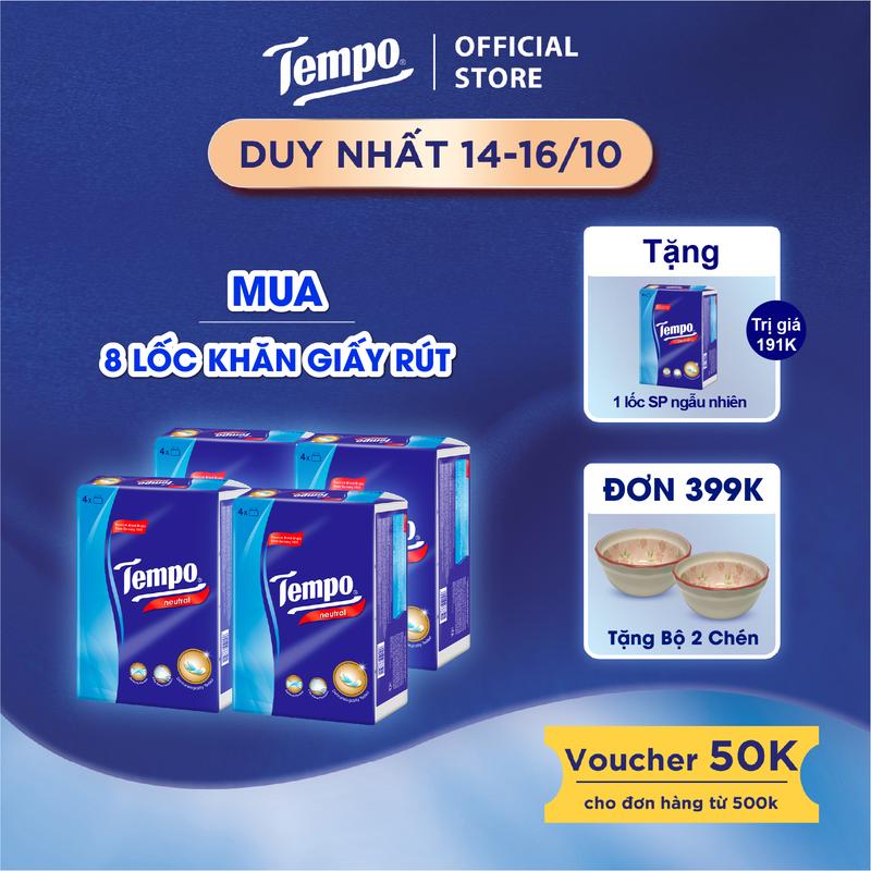 [MUA 8 LỐC GIẤY RÚT TẶNG 1 LỐC GIẤY RÚT] - Khăn giấy rút tempo 4 lớp, dày, mịn-Thương Hiệu Đức