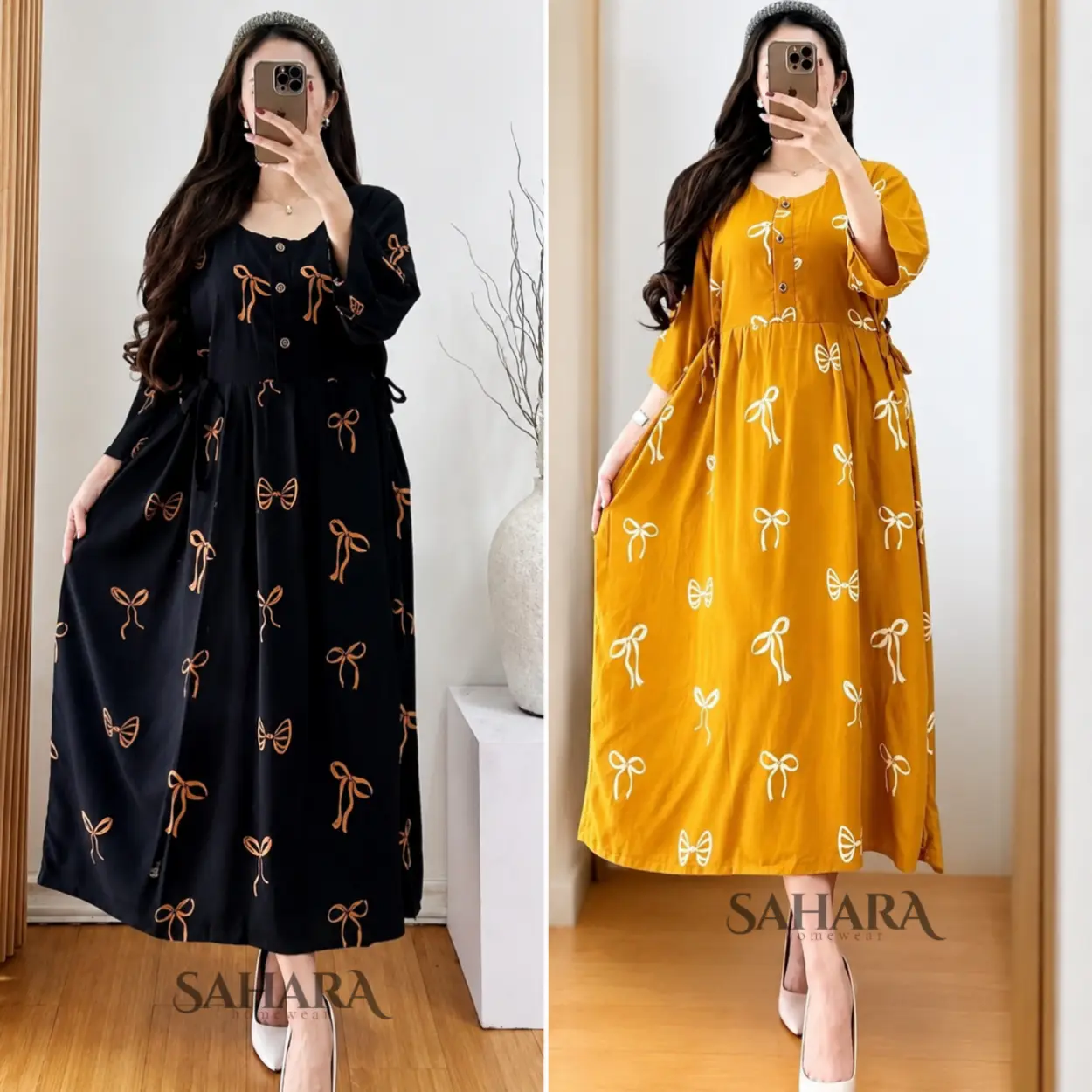 Bundling Paket Hemat 100rb dapat 2 pcs daster jumbo dress chibi daster lengan 3/4 busui kancing bahan rayon bisa untuk ibu hamil menyusui  daster rumahan bumil hits