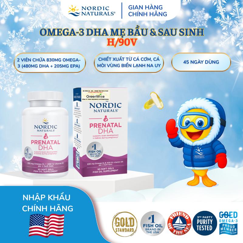DHA bầu Triglyceride Nordic Naturals lọ 90 viên nang mềm hỗ trợ mẹ bầu tăng cường miễn dịch phát triển não bộ thai nhi & ổn định tâm trạng cho thai kỳ khỏe mạnh