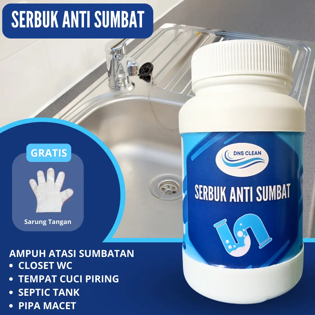 DNS Serbuk Anti Sumbat Saluran Air Mampet WC Wastafel Floordrain 500 Gram