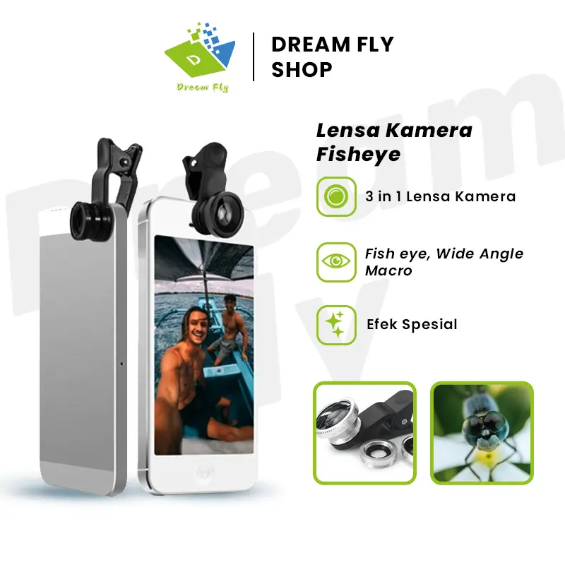 3in1 Lensa Kamera Fisheye / Wide Angle / Macro / Zoom Dengan Klip on Untuk Smartphone / Mobile Phone Telescope Bermata HD Ponsel Lensa Kamera HP / Kamera Tambahan hp