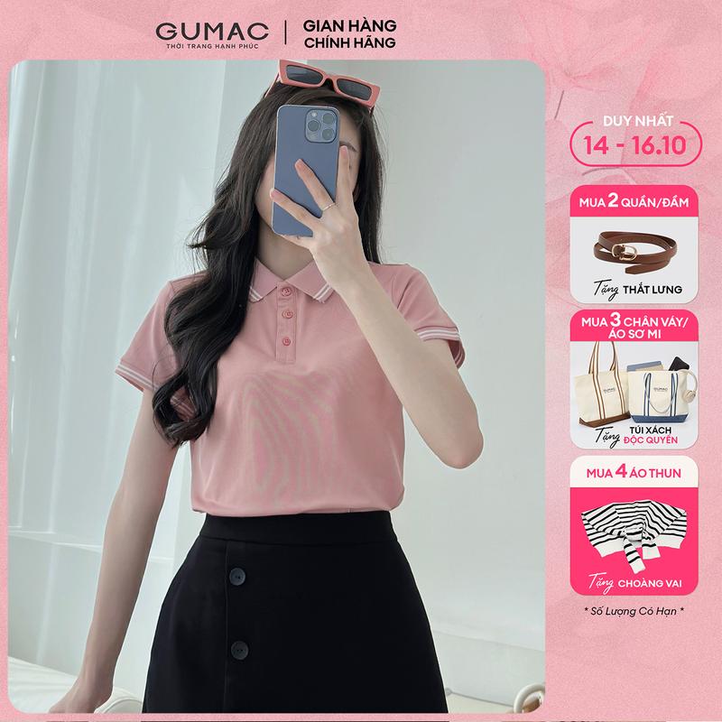 [MUA 4 TẶNG KHĂN CHOÀNG] Áo polo nữ thun cá sấu thời trang GUMAC phối sọc 2 viền thiết kế đẹp nhiều màu thanh lịch LPLE0917