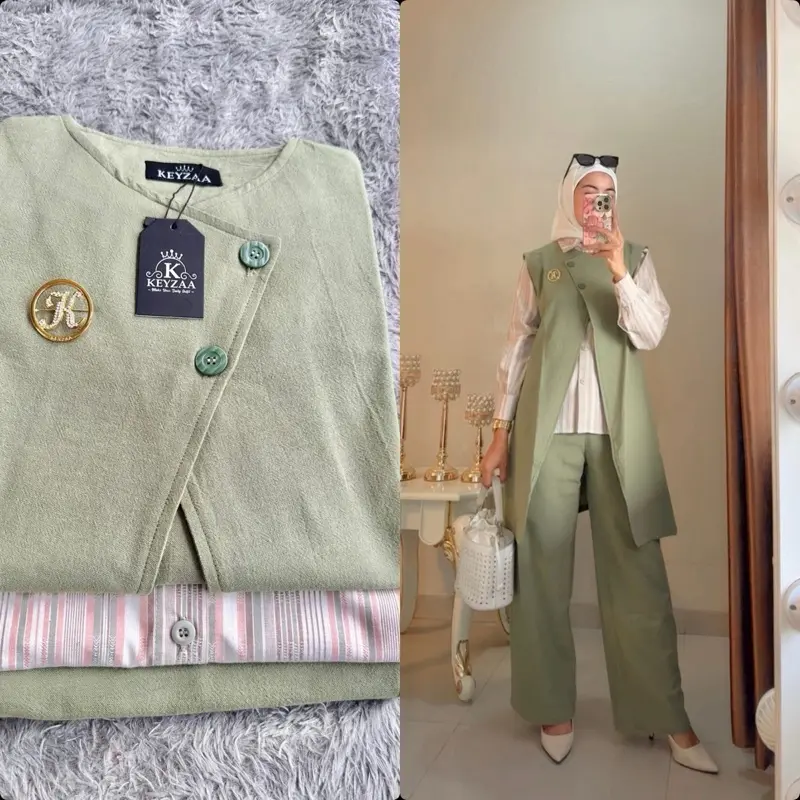 Keyzaa Emely set kemeja vest setelan 3in1 6