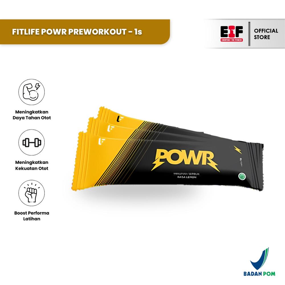 FITLIFE POWR PRE WORKOUT 1 SACHET 1 SERVING - ECERAN PWO BPOM HALAL - MANGO