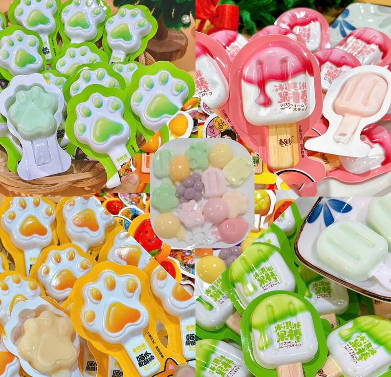 Thạch Phô Mai Sữa Chua, Thạch Trái Cây Hình Que Kem Chân Mèo Mềm Mềm Chua Chua Dai Dai - Ăn Vặt 492 Shop