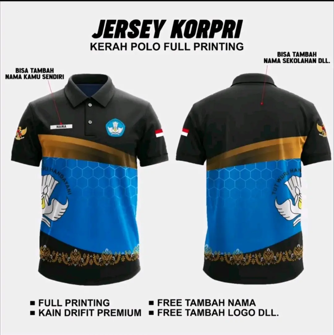 Kaos Jersey Printing Tutwuri Korpri kerah polo sport buat Guru Sport