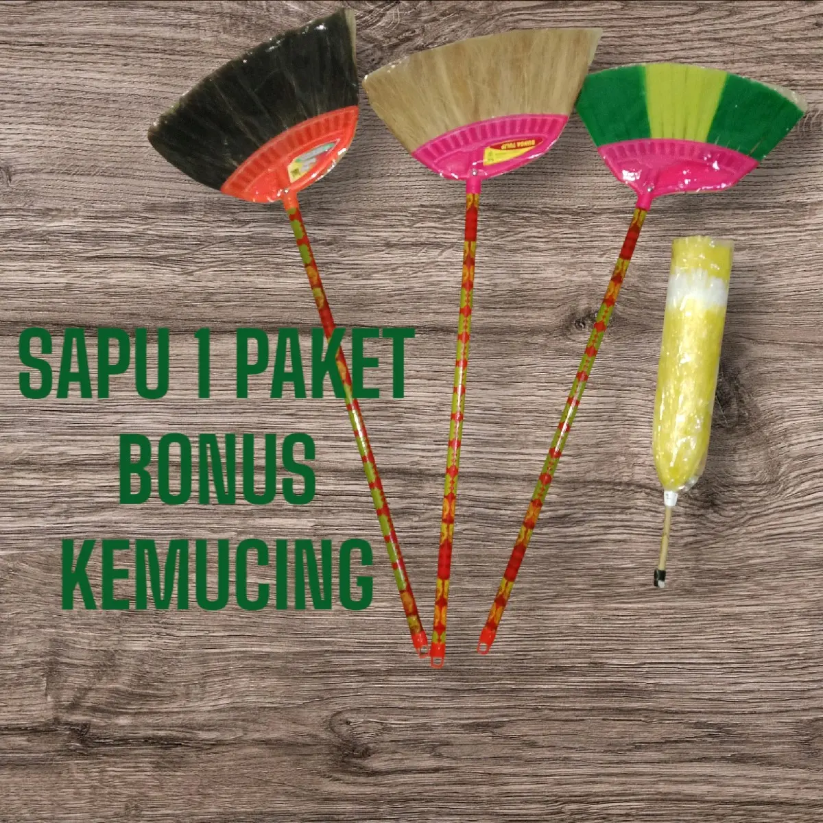 SAPU LANTAI 1 PAKET : SAPU SENAR,SAPU IJUK,SAPU SABUT KELAPA.BONUS KEMUCING