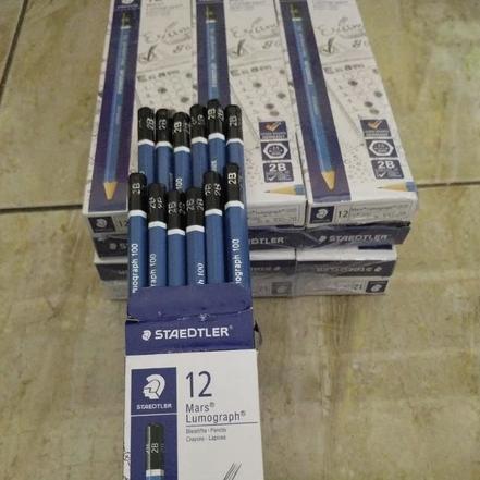 [BISA COD] PENSIL 2B STAEDTLER Mars Lumograph 1 PACK ISI 12 PCS/ Pensil 2B - Staedtler mars lumograph graphite art drawing pencil pensil 2