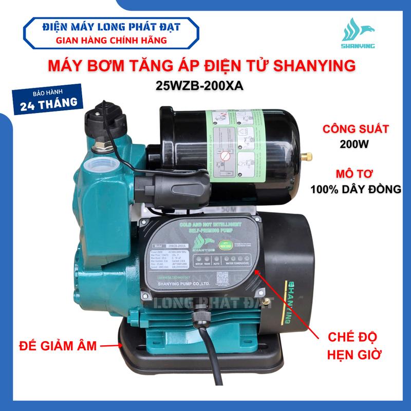  Bơm tăng áp Shanying 25WZB‐200XA Mẫu cải tiến có chế độ hẹn giờ tặng đế giảm âm 