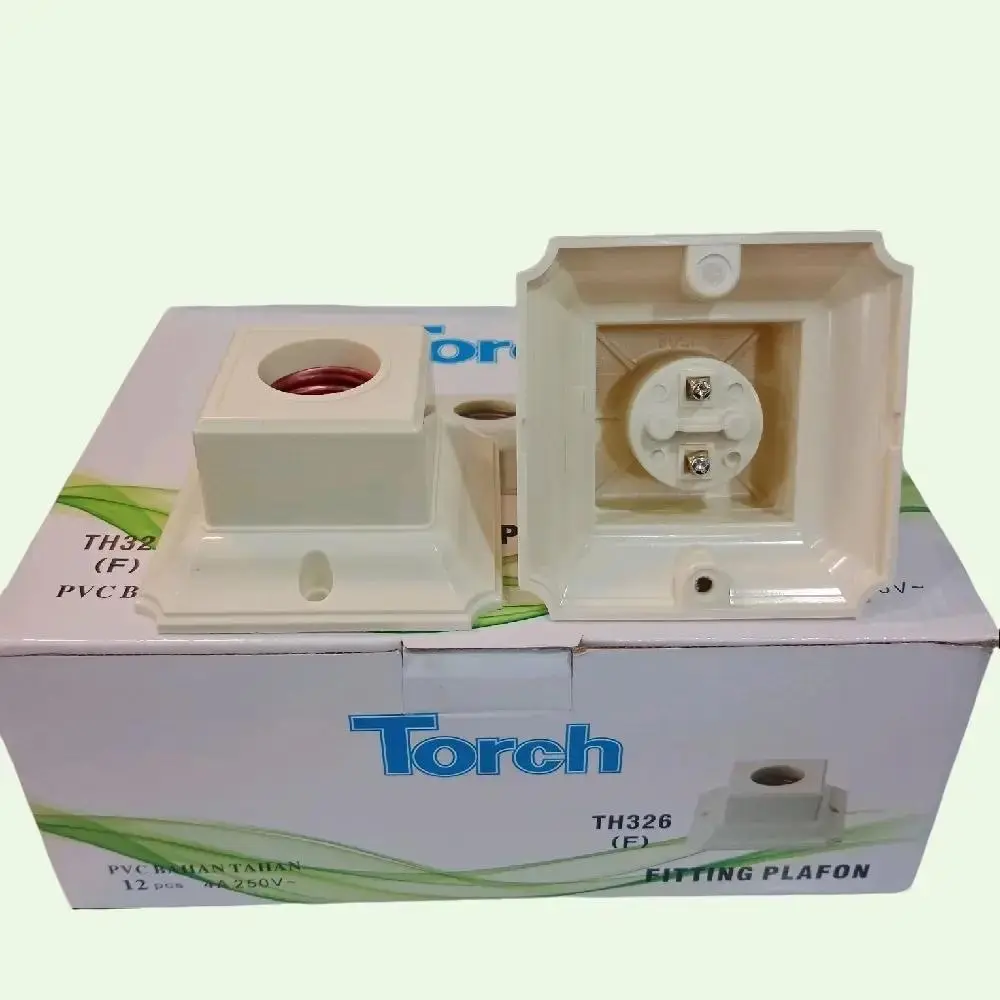 Fitting Plafon Segi Empat Torch TH 326F - Anti-Gores & Tahan Api- Plastik