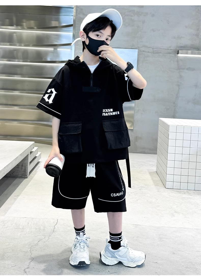 Product Introduction of Set Đồ Trẻ Em Cá Tính 2025 - Áo Hoodie Tay Ngắn + Quần Short Form Rộng | Size 120-180 21