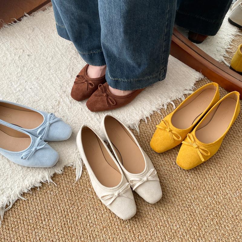Giày Đế Bằng Cho Nữ, Atikota, Phong Cách Búp Bê Thắt Nơ, Đế Mềm, Cắt Nông, Nhẹ, Dành Cho Quý Cô