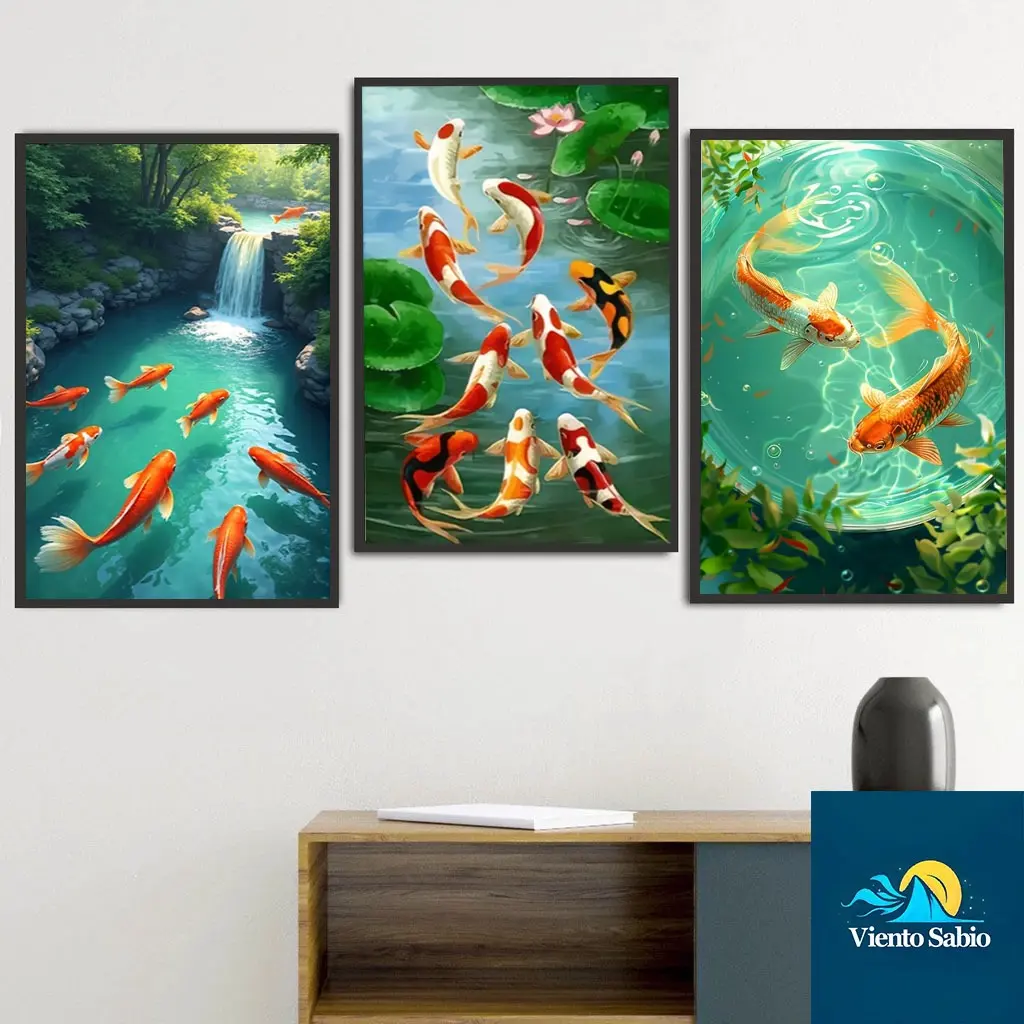 Lukisan Koi 40x60cm – Dekorasi Kontemporer Estetik buat Ruang Tamu & Kamar