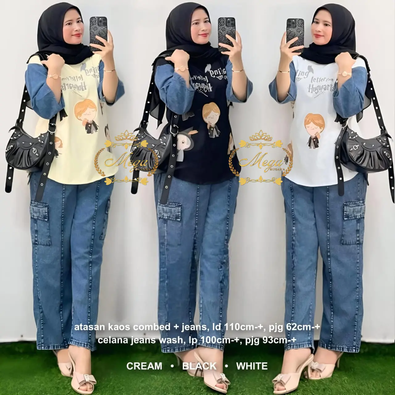Letter Set Celana Cargo Jeans Wash Premium Atasan Kaos Combed Premium Motif Printing Setelan Trendi Kekinian