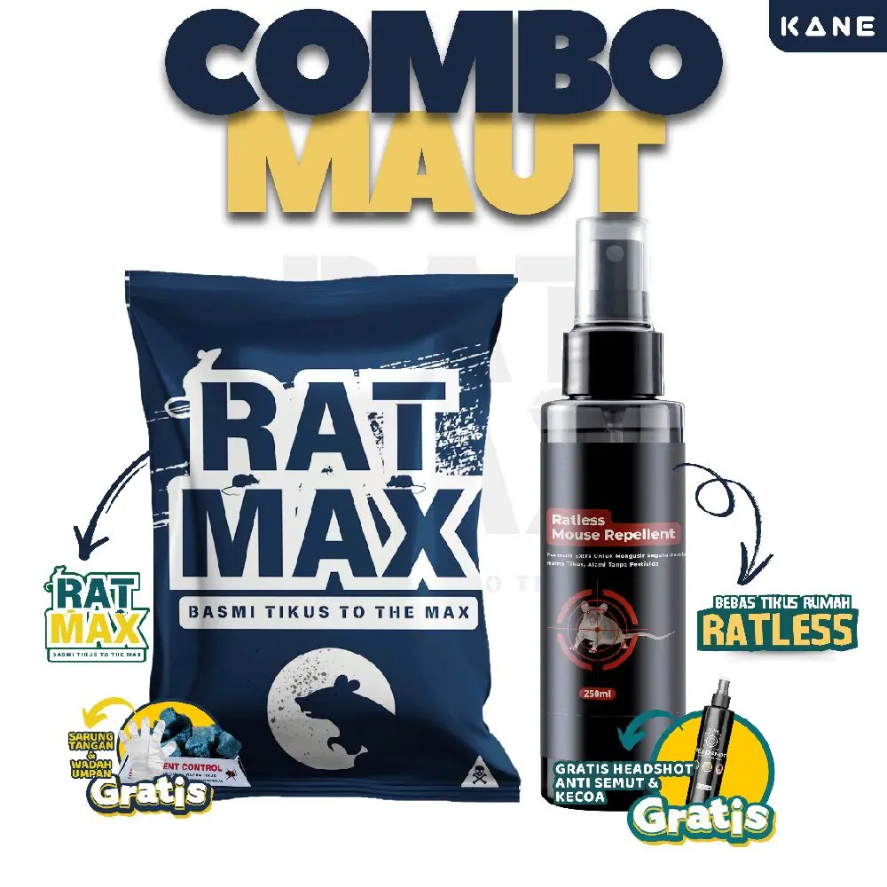 COMBO MAUT - Racun Tikus Mati Kering Tanpa Bau dan Pengusir Tikus Semprot 250ml Anti Tikus Rumah Ampuh