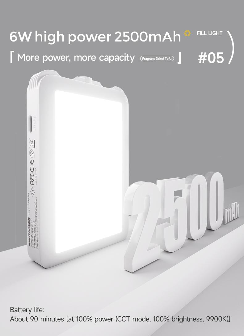 PHOTOOLEX Fragrant Dried TOFU Light - Lampu Atmosfer Langsung Berwarna Penuh Magnetik RGB Multi-Fungsi Fotografi Seluler Fotografi Selfie Isi Cahaya Kamera