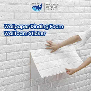 Paus Biru - Wallpaper Sticker Dinding Foam 3D / Stiker Dekorasi Kamar/ Wallfoam Decoration 70x35cm 30x35cm