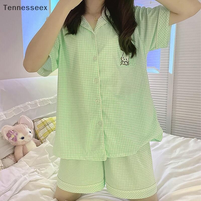 Product Introduction of TESN Pamas Set Women's Summer Cartoon Short Sleeve Shorts Ins Sweet Student Homewear OOQ 0