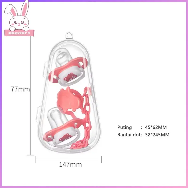 Dot Empeng Bulat dan Gepeng Bayi Dengan Kotak Silikon 3in1 - Empeng Bayi - Empeng Dot Biasa Bayi Biru Pink Kuning 5