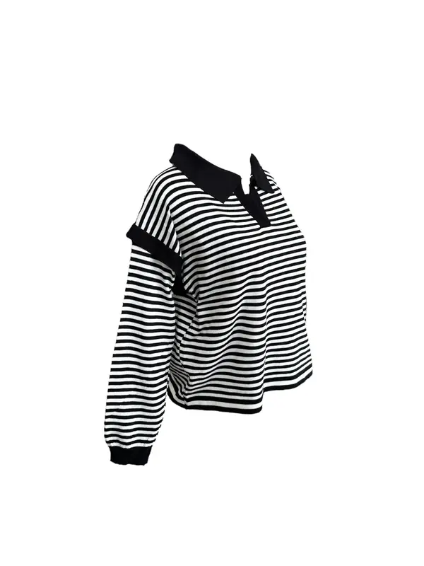 Atasan Wanita Garis-garis Collar /T-shirt Wanita /Mories Fashion 2
