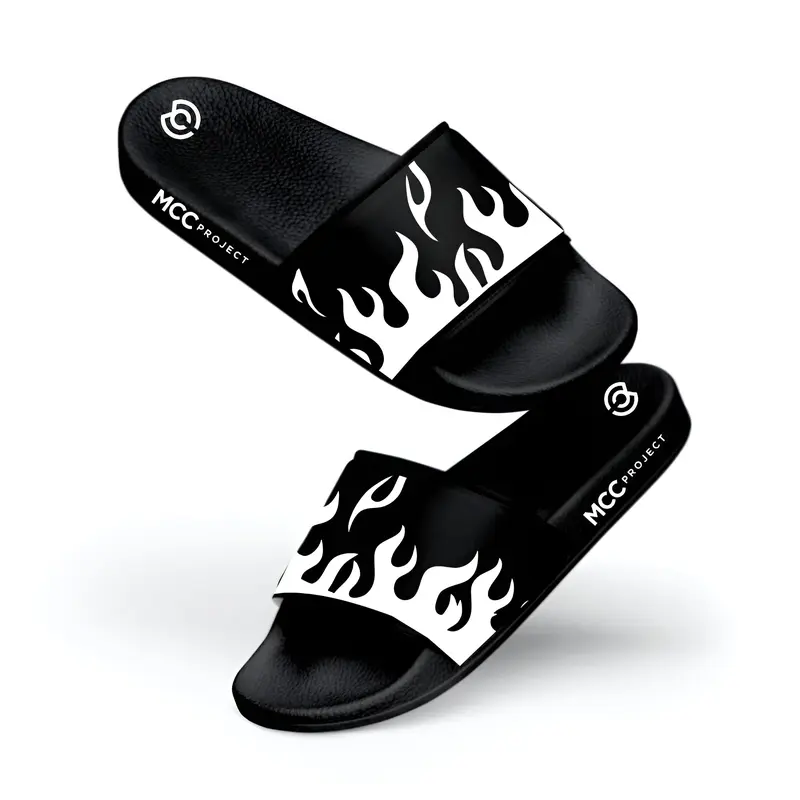 Sandal Selop Pria Kekinian RFS Motif Api Hitam Putih, Kasual dan Trendi - Shoes Karet PVC Sendal 7