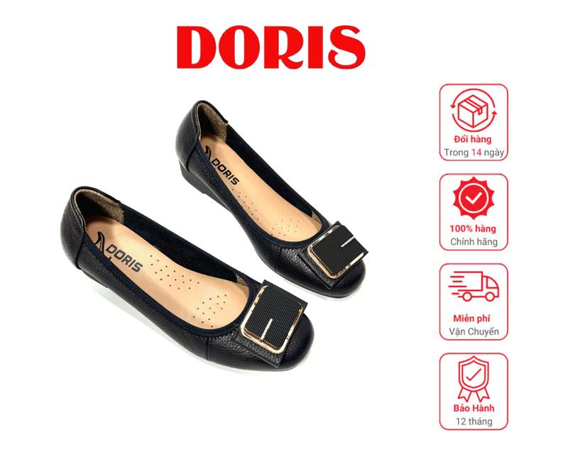  Giày búp bê đế xuồng da thật 3cm mũi vuông DORIS DR311- FORM CHUẨN- Bảo hành 12 tháng. 