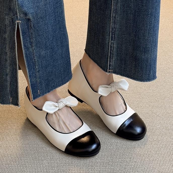  Giày nữ 151-1 có nơ độn đế cao 4.5cm QCCC  Wood Shoes  