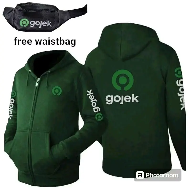 Hoodie Gojek jiper keren free washbag Zipper Sweater Wanita Pria Tebal Nyaman