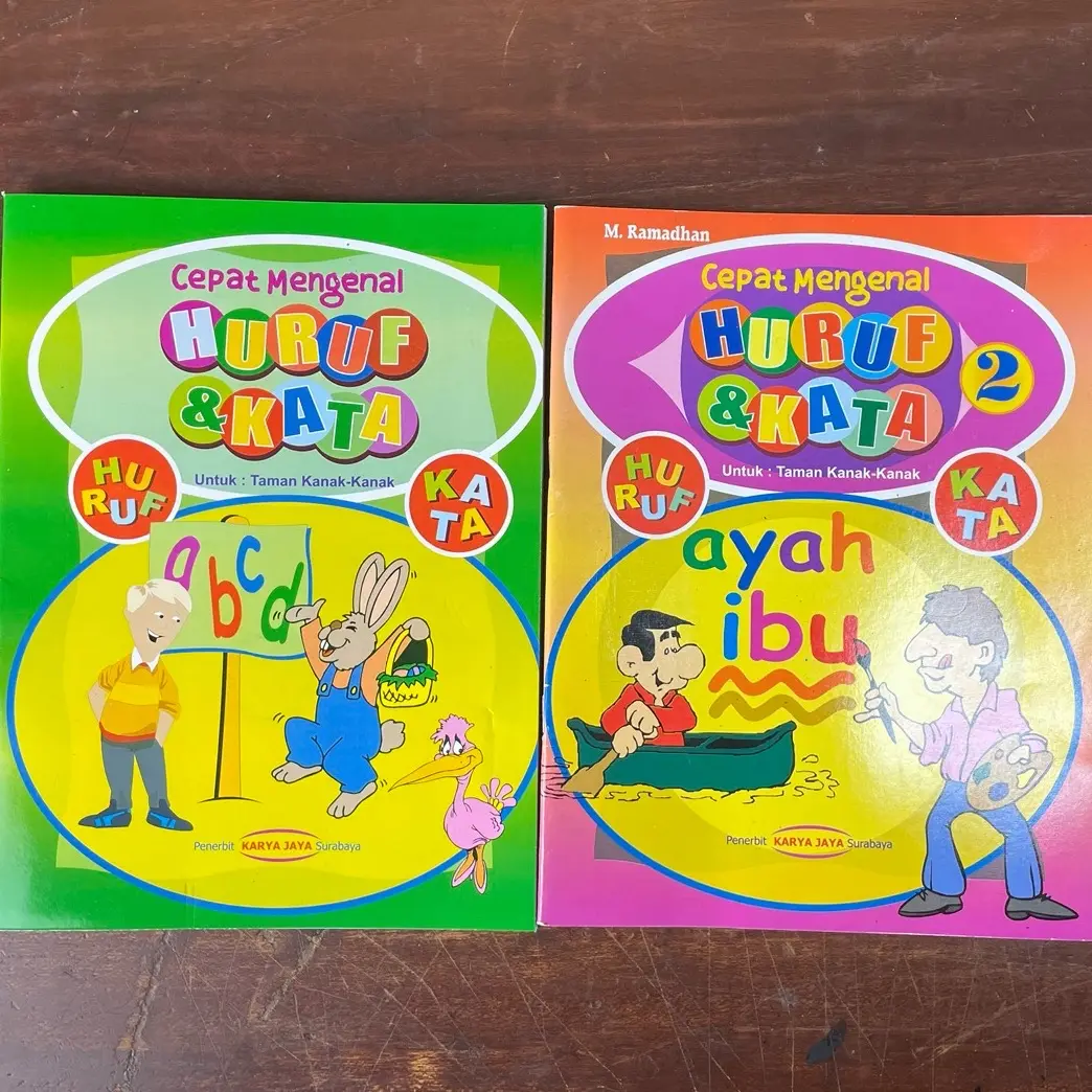 Paket (2) Buku huruf & kata Jilid 1 & 2 untuk taman kanak-kanak