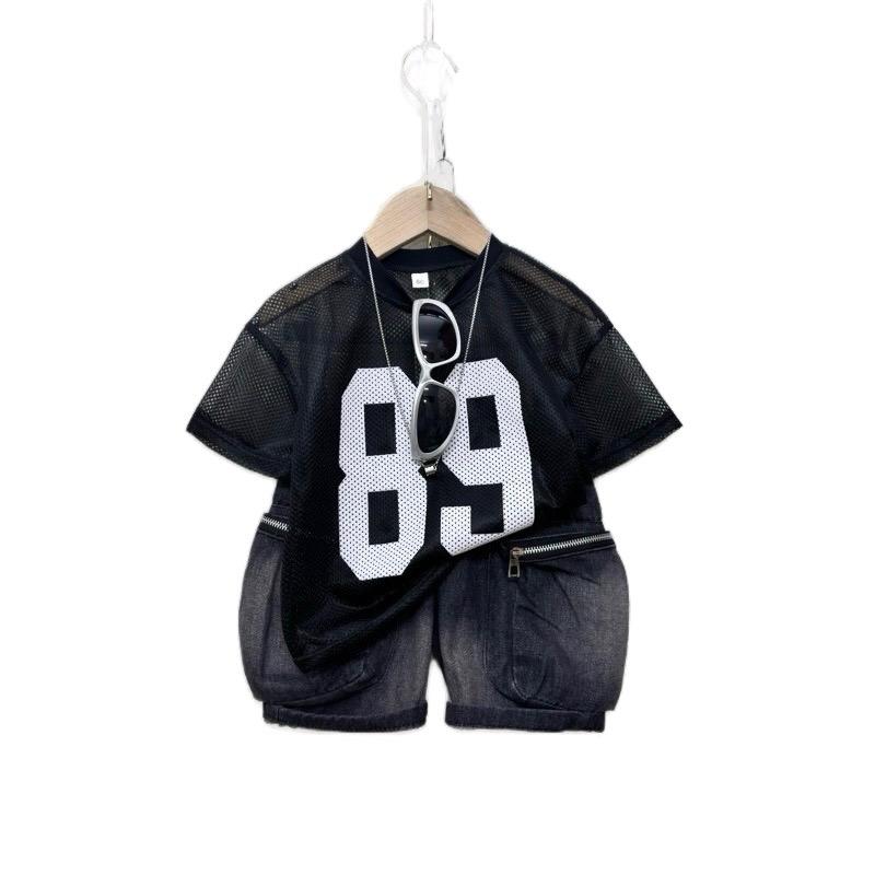 [Ankids](Kính ngầu,túi) Bộ áo lưới số 89 co giãn, chất mềm; quần jeans túi hộp mềm đẹp cá tính 12-30kg 0