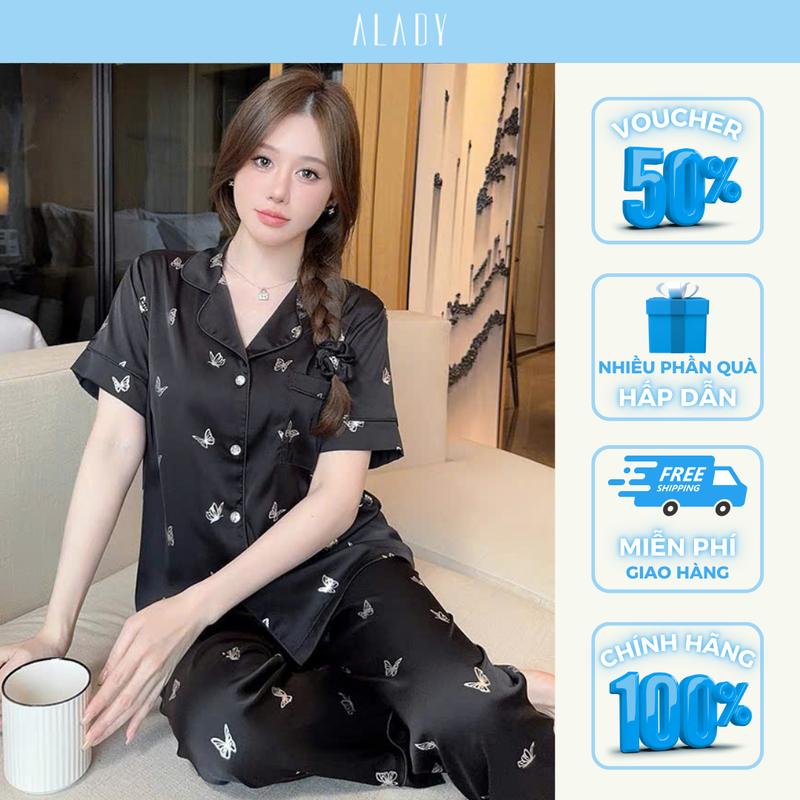 ALADY TN070 - Đồ bộ Nữ Pijama chất liệu gấm cao cấp, mềm mại và thoáng mát Quần Ngủ Áo Ngủ