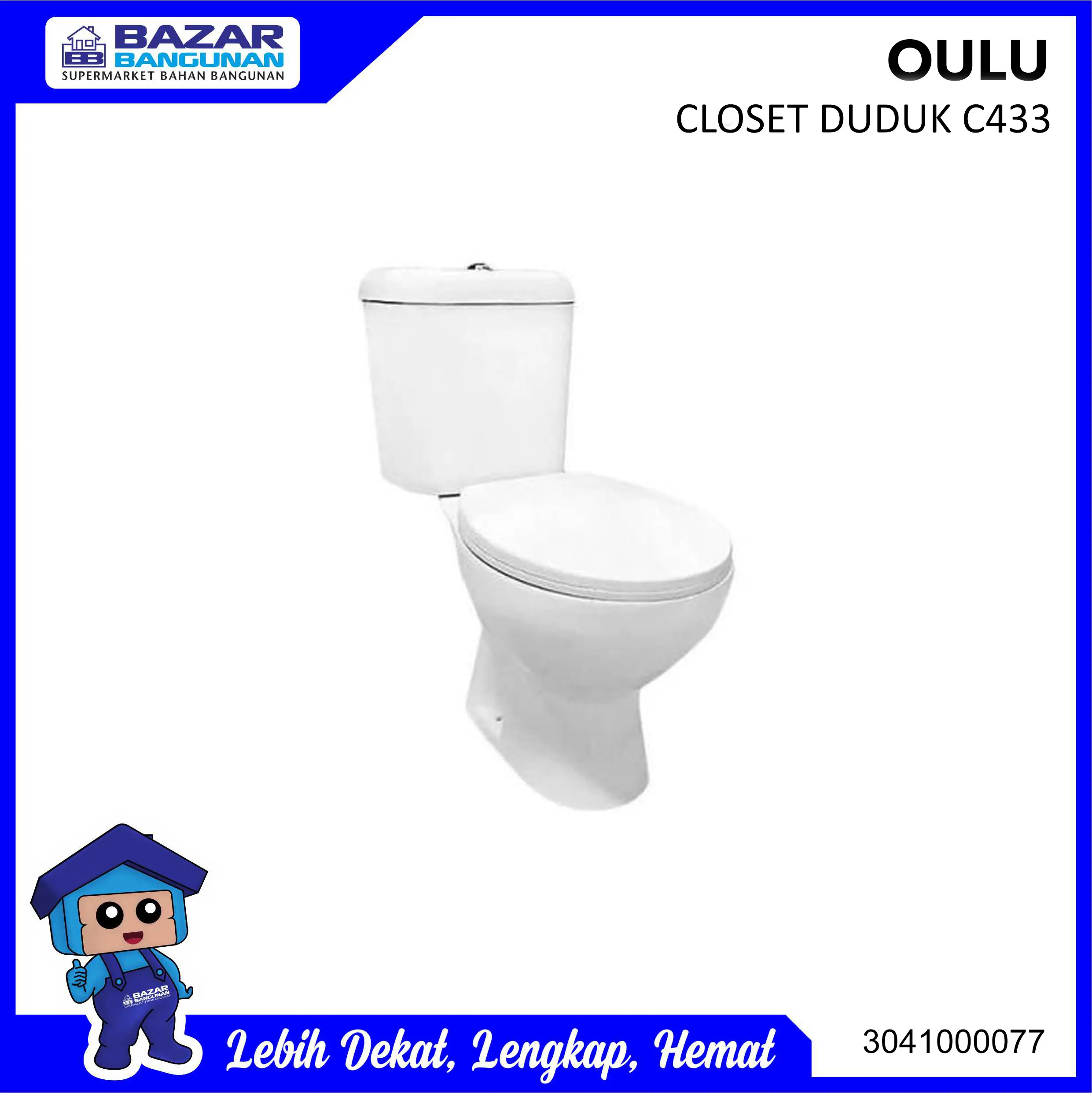 Oulu - Closet / Kloset Toilet Duduk C 433 C433 Wash Down Dual Flush