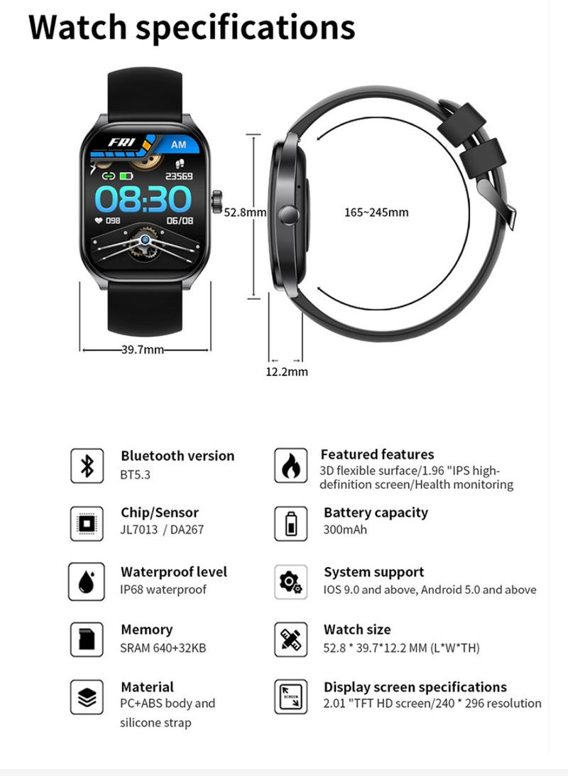 Product Introduction of Aolon Curve Smart Watch Amoled IP68 Waterproof 2.01-inch Curved IPS Screen Bluetooth Call Running Pace Custom Wallpaper Smartwatch Health Monitoring Jam Kaca 13