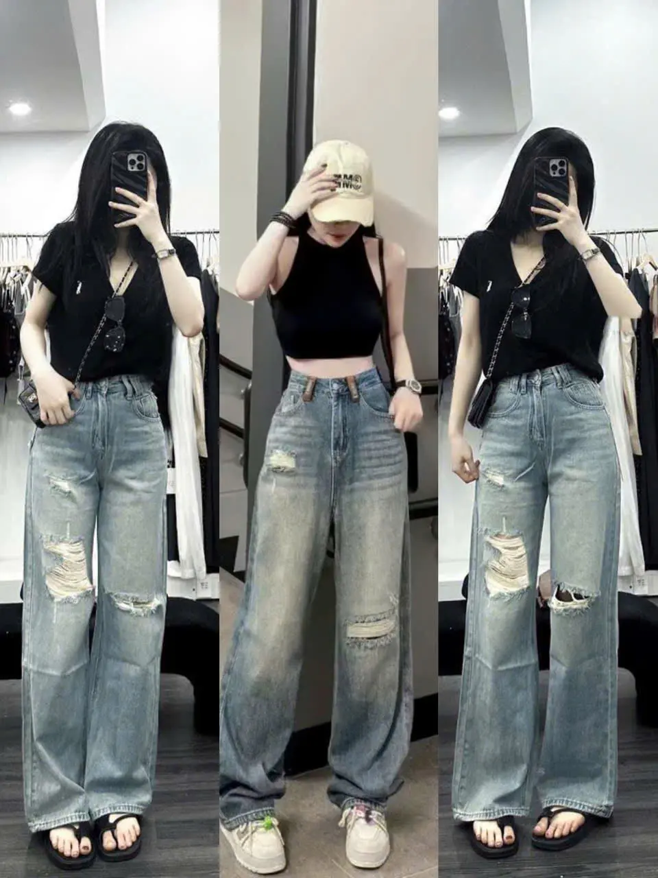 QUẦN JEANS NỮ ỐNG RỘNG CẠP CAO HACK DÁNG HOTTREND 2025