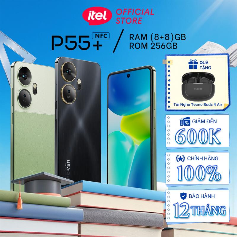 Điện Thoại Thông Minh Itel P55+ NFC 8/256GB | 5000 mAH | Sạc Nhanh 45W | 6.6" HD+ | BH 12 Tháng