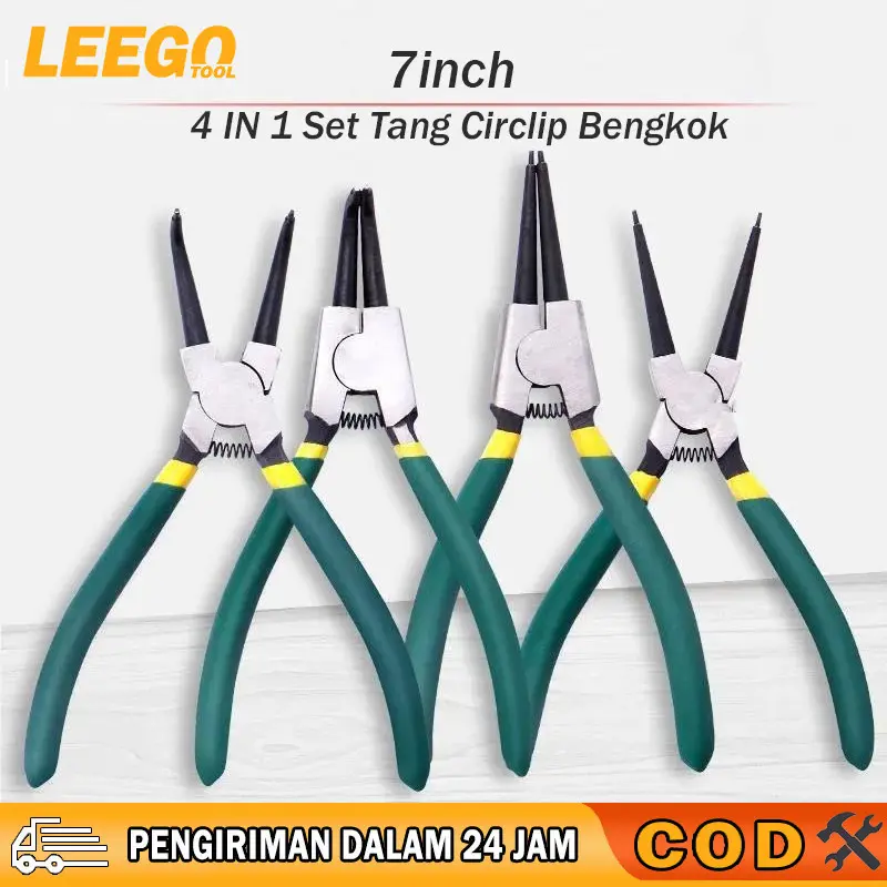 4 pcs Tang Circlip tang snap ring set 7 Inch Set Tang Circlip Bengkok Tang Combination Multifungsi 7" Set Cincin Snap Perkakas-Tang Circlip Pliers set