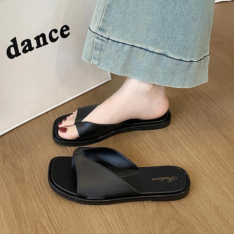 A-Dép Nữ Quai Ngang Bản Rộng Mũi Vuông Đơn Giản Sang Đẹp