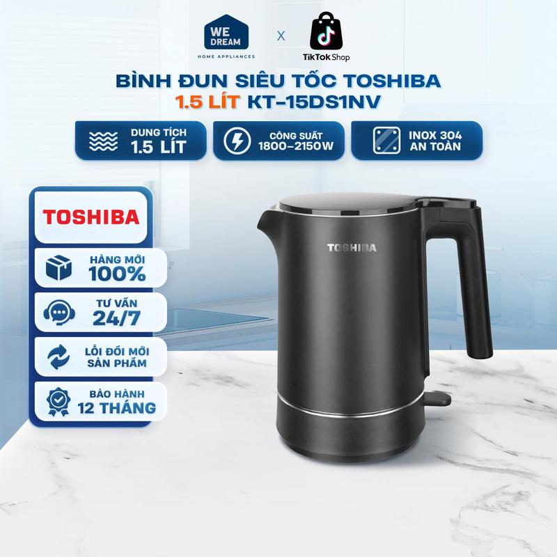 Bình đun siêu tốc Toshiba 1.5 Lít KT-15DS1NV - Thân Bằng Thép Không Gỉ An Toàn - Hãng