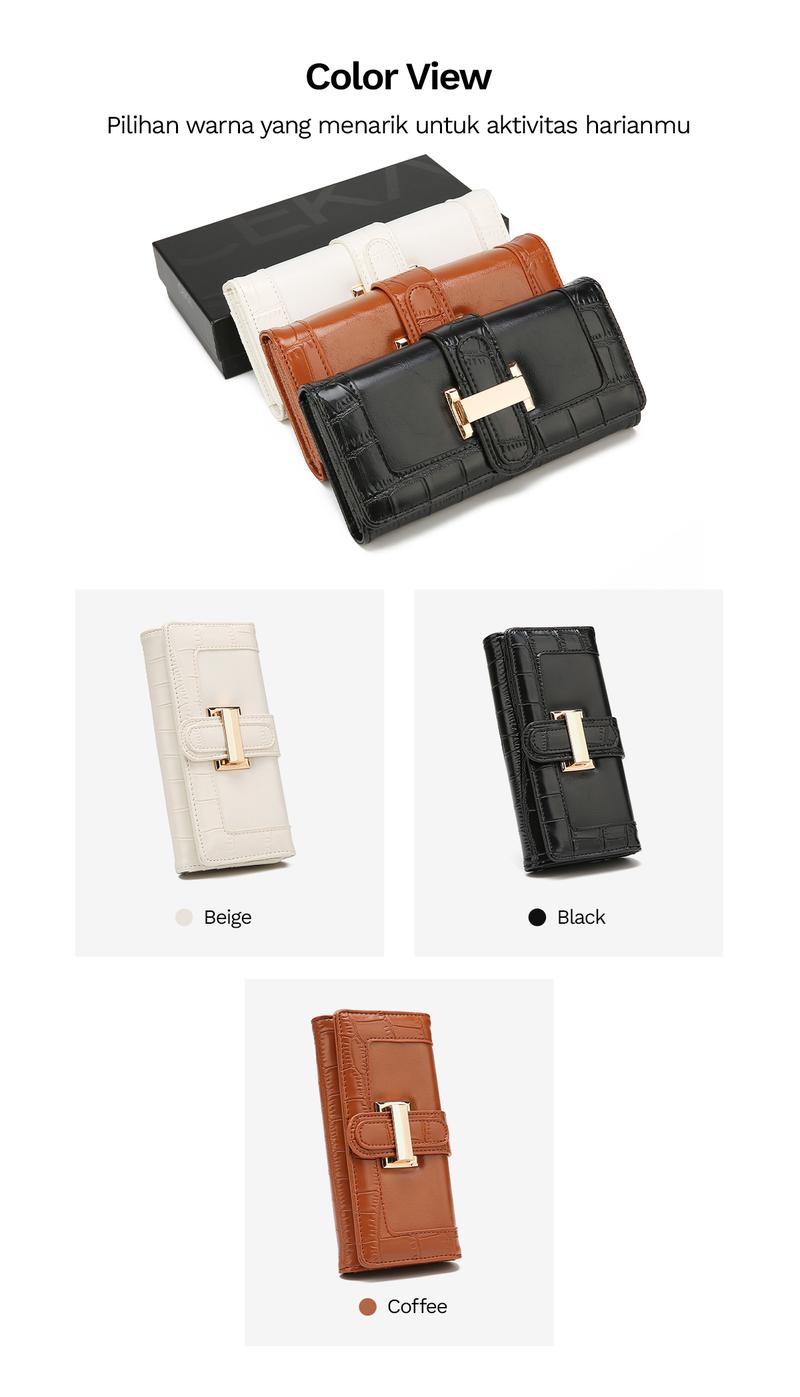 Product Introduction of CEKA Dompet Wanita Serbaguna Panjang Dompet Croco Kulit Dompet Kartu Terbaru - Lindex Long Wallet 37