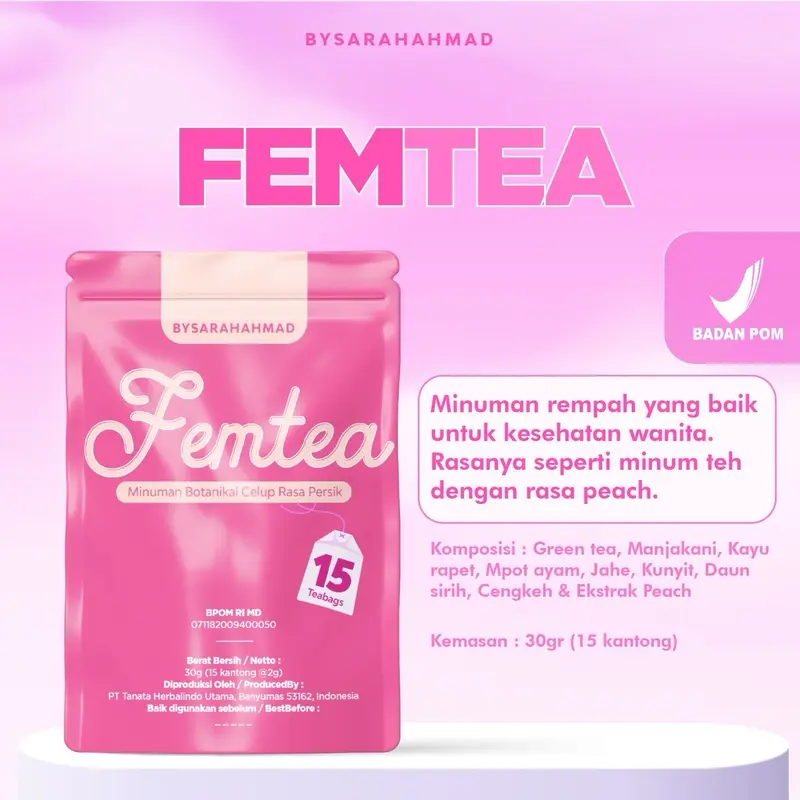FEMTEA RASA PEACH BYSARAHAHMAD - Minuman Sehat Berkhasiat Kewanitaan 0
