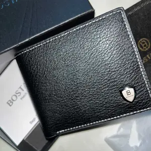 BOSTANTEN Dompet Lipat Pria Kulit PU Dengan Berbagai Motif Hitam/Coklat