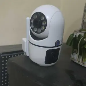 Sankeshu V380 Pro CCTV 2 Antena Z2 Dual Lens 5MP 1080p IP Camera 360 Rotation Pelacakan Manusia Alarm Komunikasi Dua Arah Kamera Ponsel Wifi Adaptor Led 128GB Penyimpanan Cloud Wireless Putih