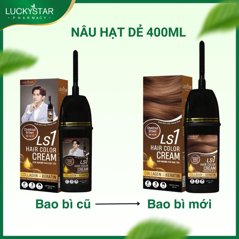 Kem Nhuộm Nâu Hạt Dẻ Lucky Star Chai Lược - Nhuộm tóc Đổi màu tóc Nam Nữ