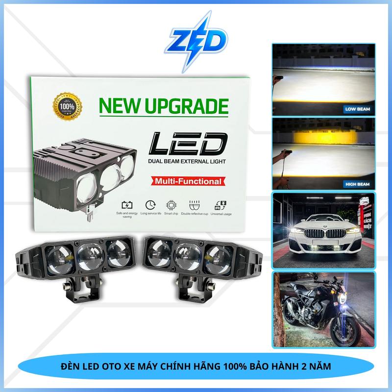 Đèn Trợ Sáng Cao Cấp CX3 ZED LIGHT - 85W Cắt Sáng Chống Chói, Cos Trắng Pha Vàng 3 Bi Cầu Chống Nước IP68 - Lắp Oto Xe Máy - Bảo Hành 12 Tháng