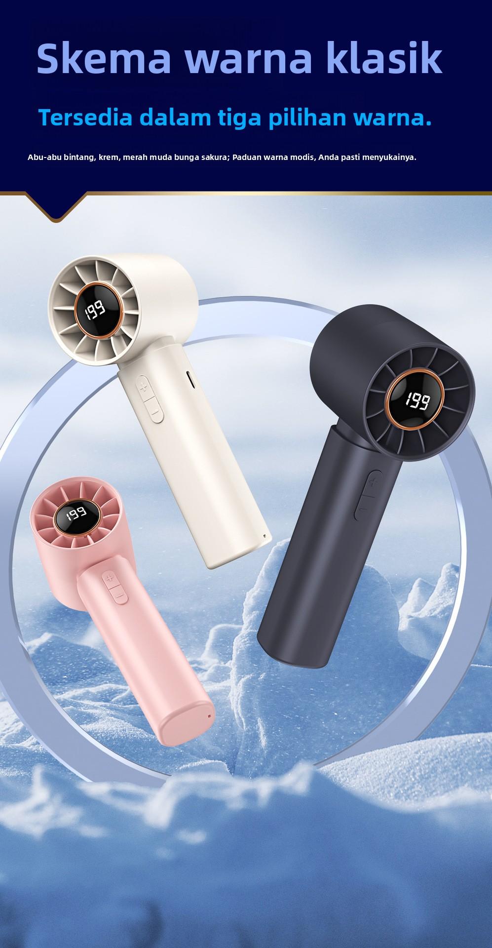 Kipas Mini Kipas Angin Portable Turbo Mini Fan Portable High-Speed LED Fan 199 Gear Kipas