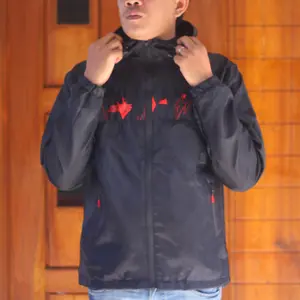 Jaket zipper parasut premium waterproof tahan angin full double layer
